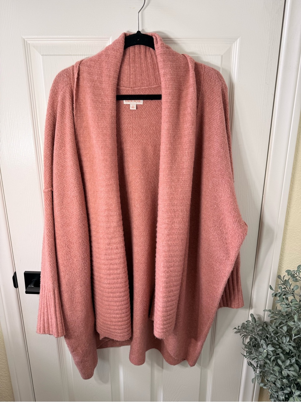Knox Rose Dusty Rose Open-Front Shawl Collar Cardigan